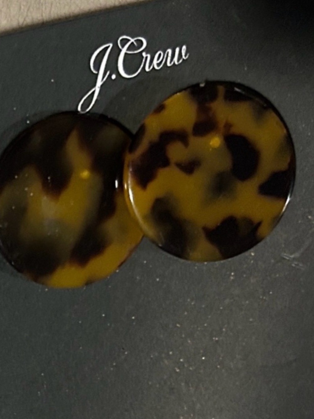 J. Crew Tortoiseshell Round Resin Stud Earrings in Brown /Black New!!